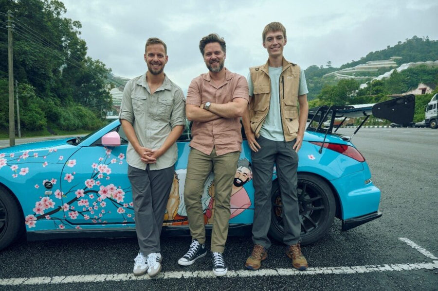The new Grand Tour presenting trio Francis Bourgeois, James Engelsman and Thomas Holland